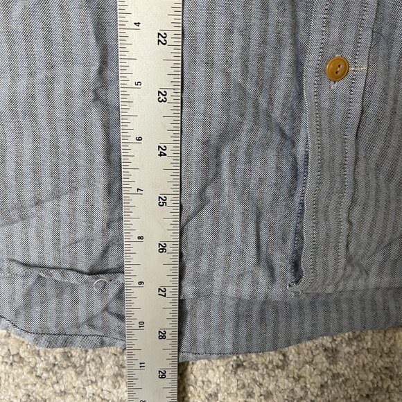 NSF Shirt Mens Small Blue Striped Button Down Long Sleeve 100% Cotton Casual - Picture 2 of 6